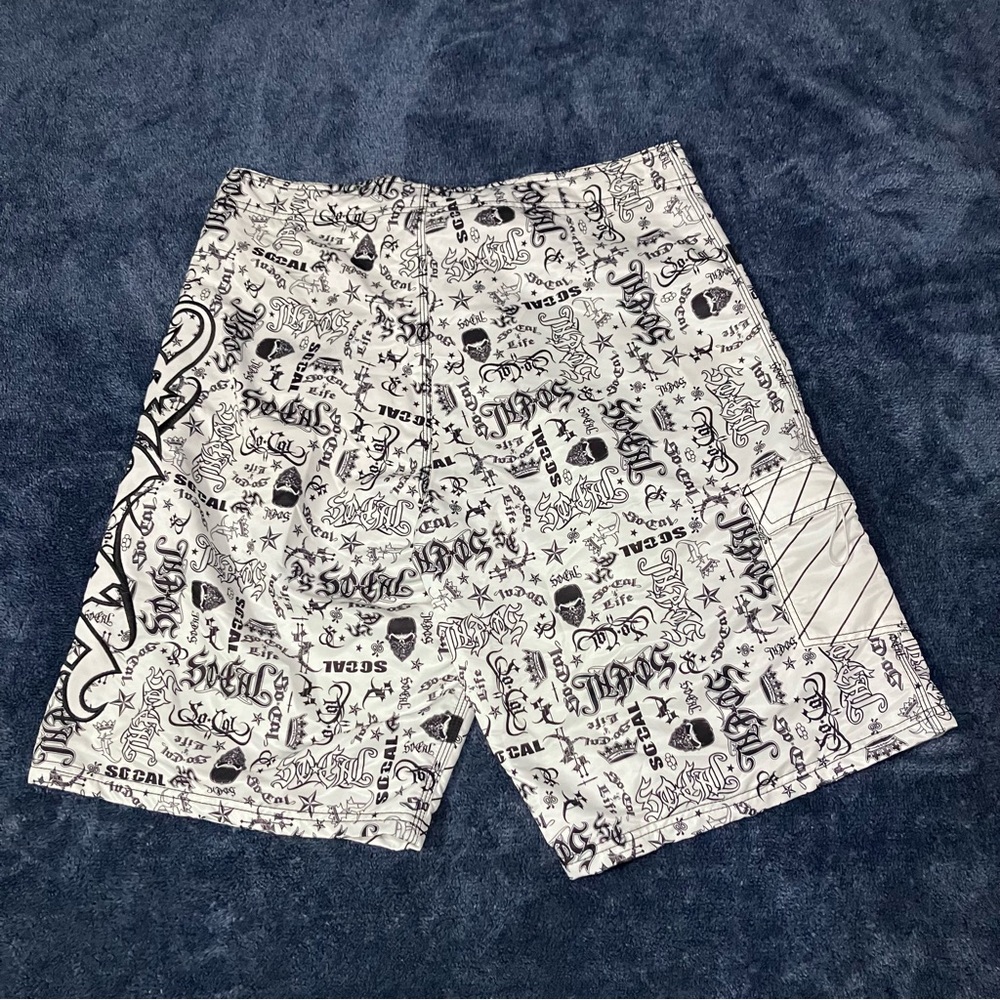 Black & White Graffiti Print Shorts